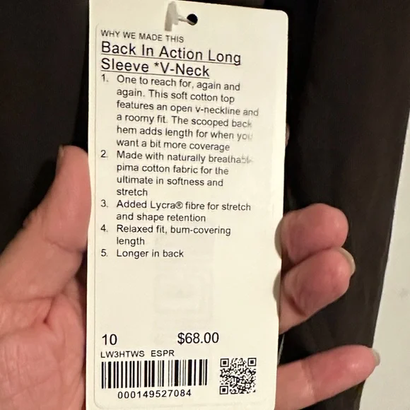 lululemon athletica Dark Brown Long Sleeve V-Neck Top - Picture 3 of 4